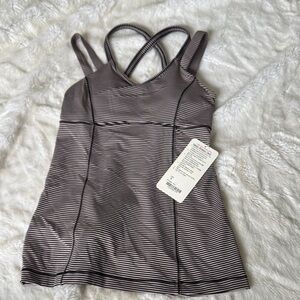 lululemon athletica Black and White Striped Tank Top TAG REMOVED
